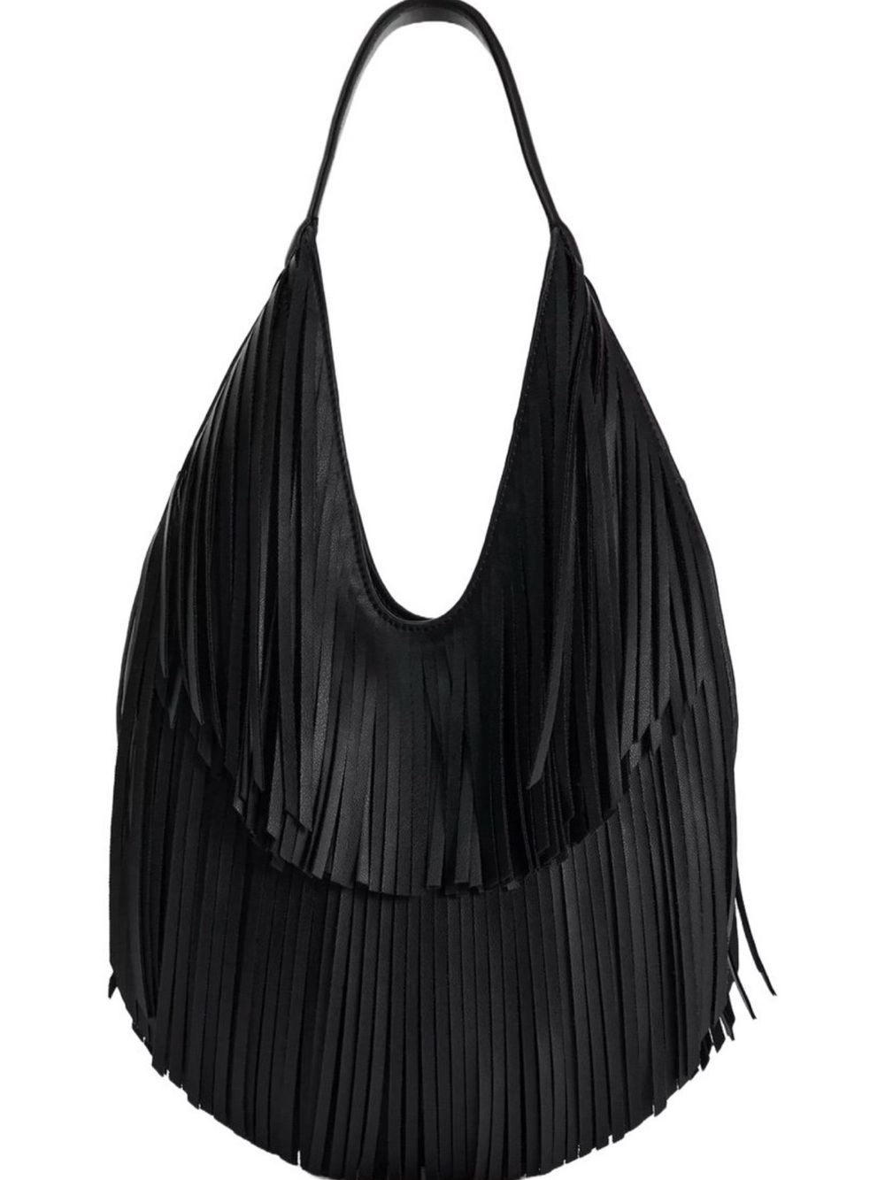 Zara Black Fringe Hobo Bag